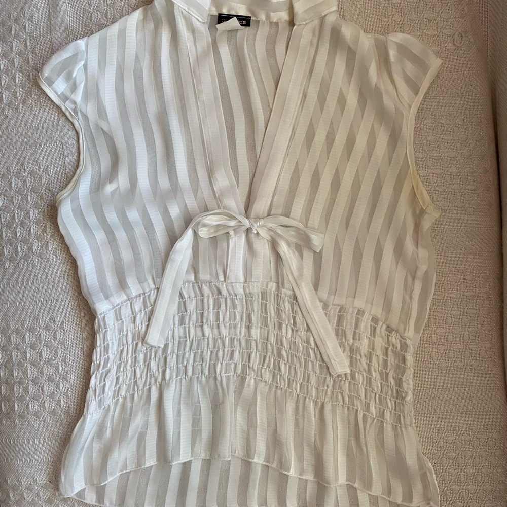 Elegant Janice White Striped Women's Top
